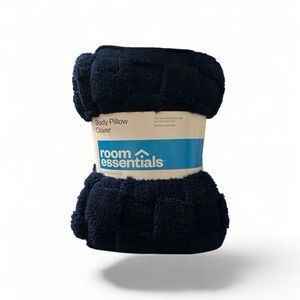 Room Essentials Dark Blue Plush Body Pillow Cover